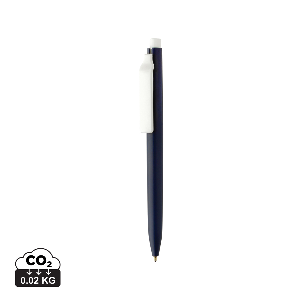Stylo promotionnel encre fluide recyclé GRS Vibe bleu marine et blanc